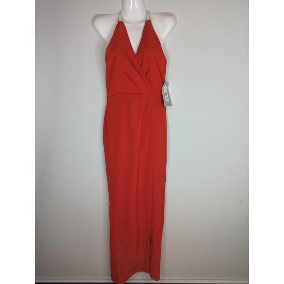JS Collections Red Ruched Back V Neck Party Dress Women 2 NWT Valentine Holiday - Picture 1 of 14